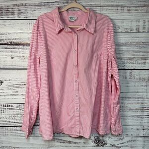 PRINCESS POLLY CHLOE COTTON POPLIN STRIPED PINK WHITE BUTTON DOWN TOP WOMEN’S 12